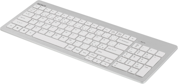 DELTACO tunt tr&aring;dl&ouml;st tangentbord, USB, vit/silver