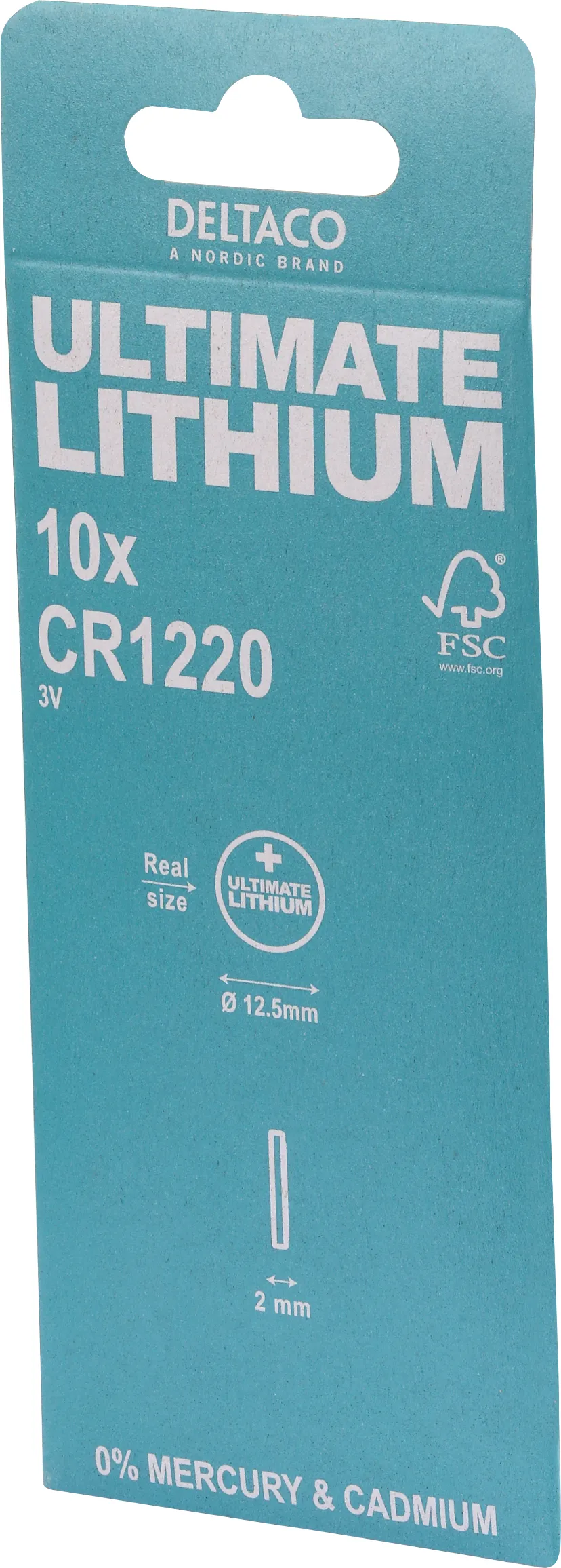 DELTACO CR1220 Litium-nappiparistot, 3 V, 40 mAh, 10 kappaleen pakkaus