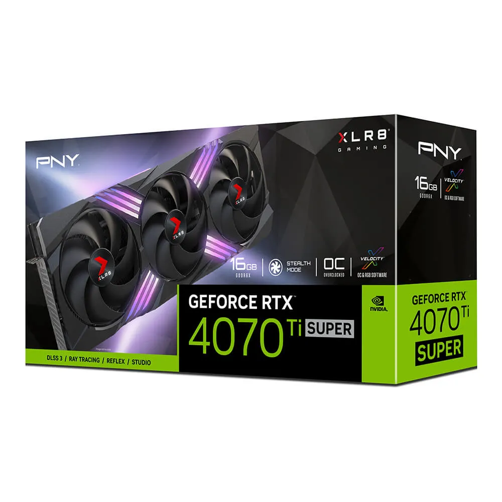 PNY GeForce RTX 4070 Ti SUPER 16GB XLR8 Gaming Verto Epic-X RGB OC Triple Fan - graphics card