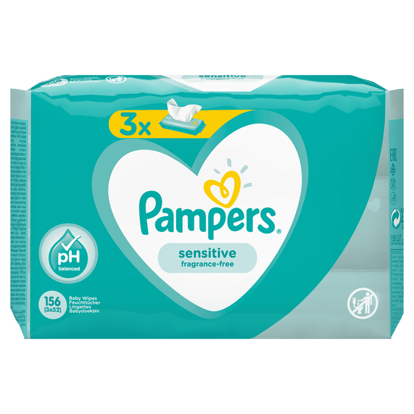 Uutuus! Sensitive Wipes 3x 52kpl pakkaus 156 kpl. Korvaa tuotteen 8001841062440.