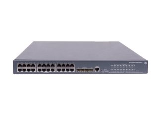HPE 5120-24G-PoE 370 W SI (Comware OS Standard Image) Switch 24 10/100/1000T ports with 802.3af PoE (15,4W/port) + 4 SFP ports. IRF tuettuna vain Gigabit-nopeud