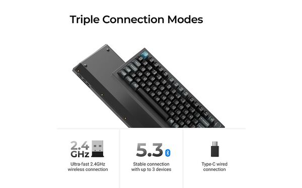 Keychron Q1 Ultra 8K Wireless Mechanical Gaming Keyboard, Keychron Silk POM Brown, Black