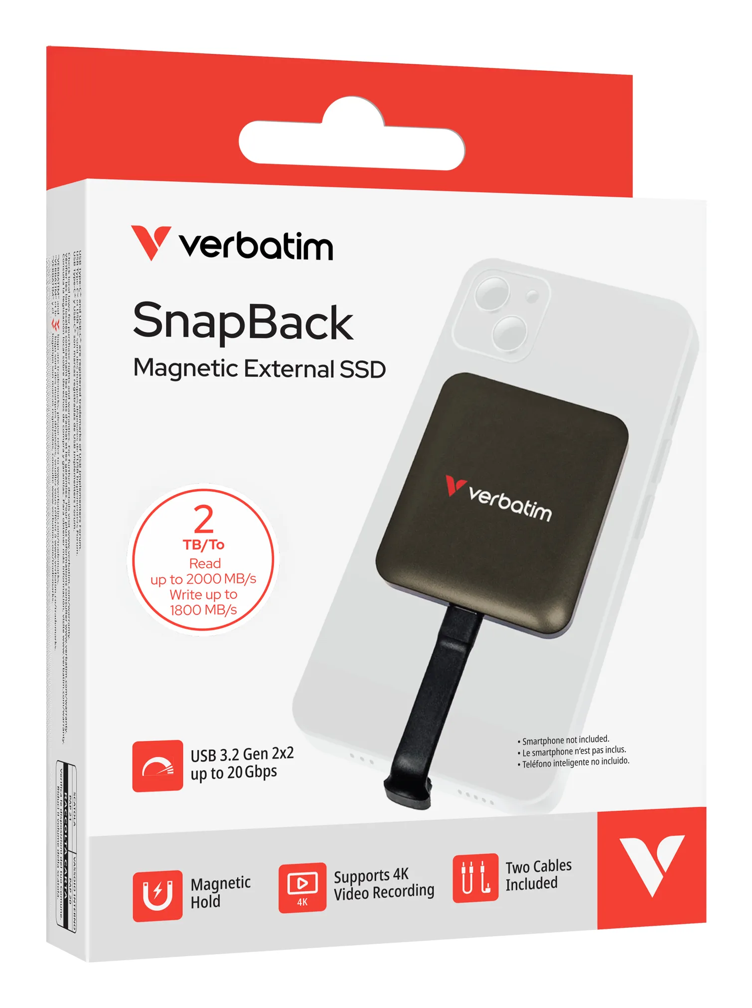 Verbatim SnapBack SSD 2TB External SSD with USB 3.2 Gen 2x2 (USB-C), Portable, MagSafe compatible, Mocha