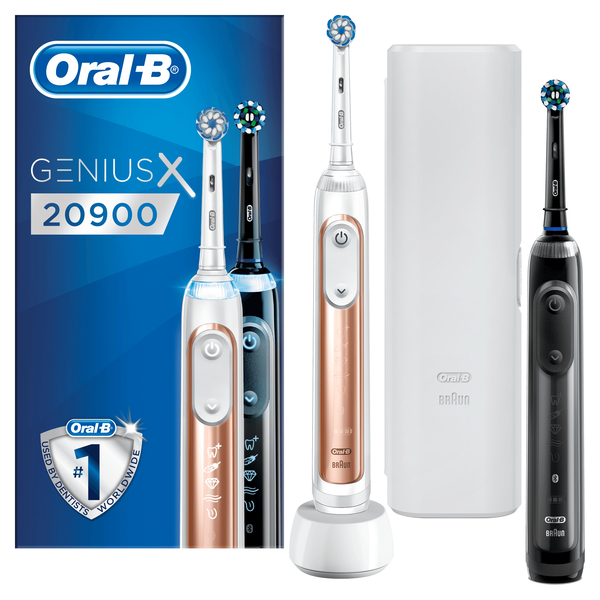 ORAL-B S&Auml;HK&Ouml;HAMMASHARJA GENIUS X 20900DUO SPECIAL EDITION. Liiketunnistimilla ja teko&auml;lyll&auml; varustettu Oral-B Genius X tunnistaa harjaustyylisi ja ohjaa harjaus