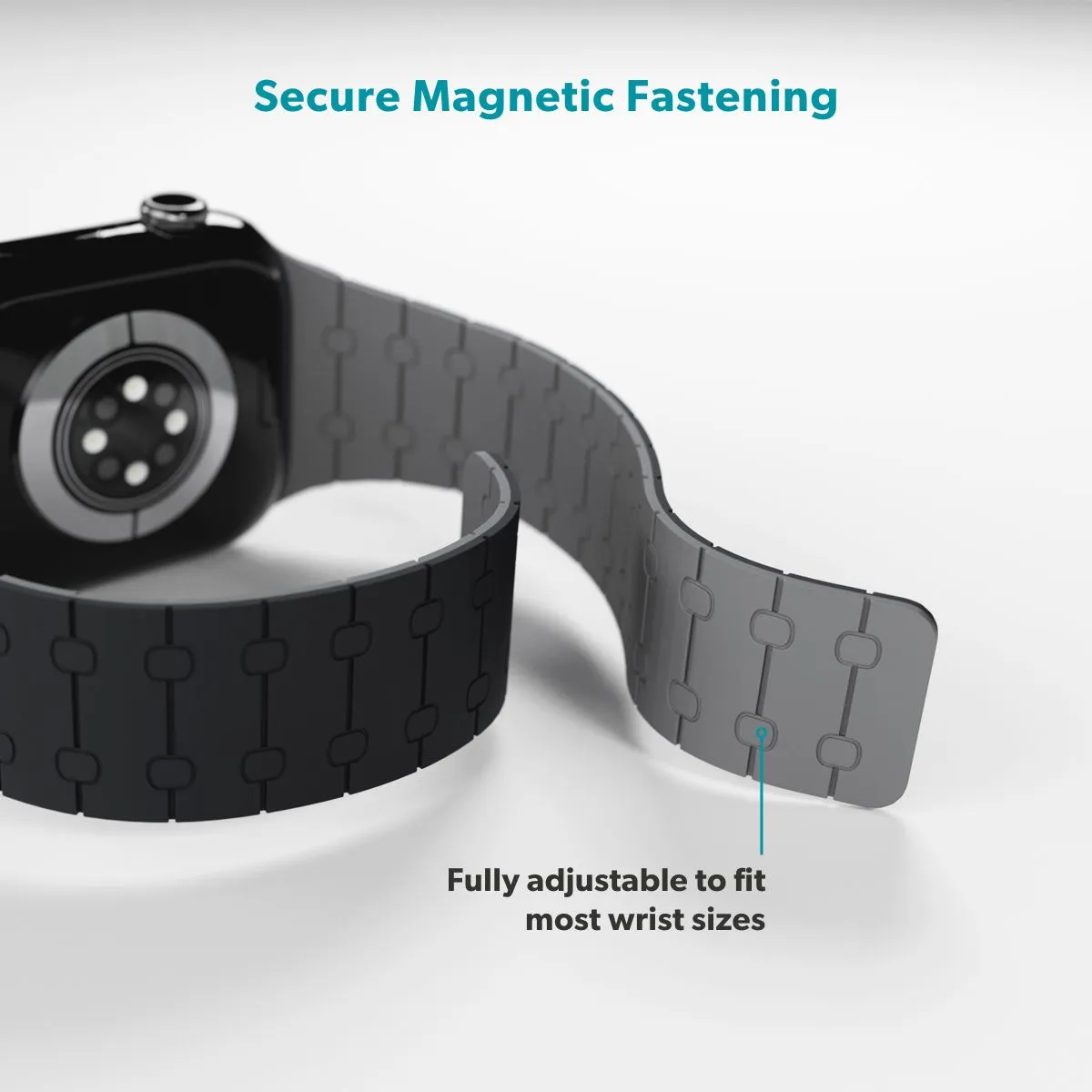 Epico Magnetic+ Silicone Watch Band | Apple Watch SE (40mm)/Series 1-9 (38/40/41mm) 10-11 (42mm) | Black | Thin | Stong Magnetic Clasp