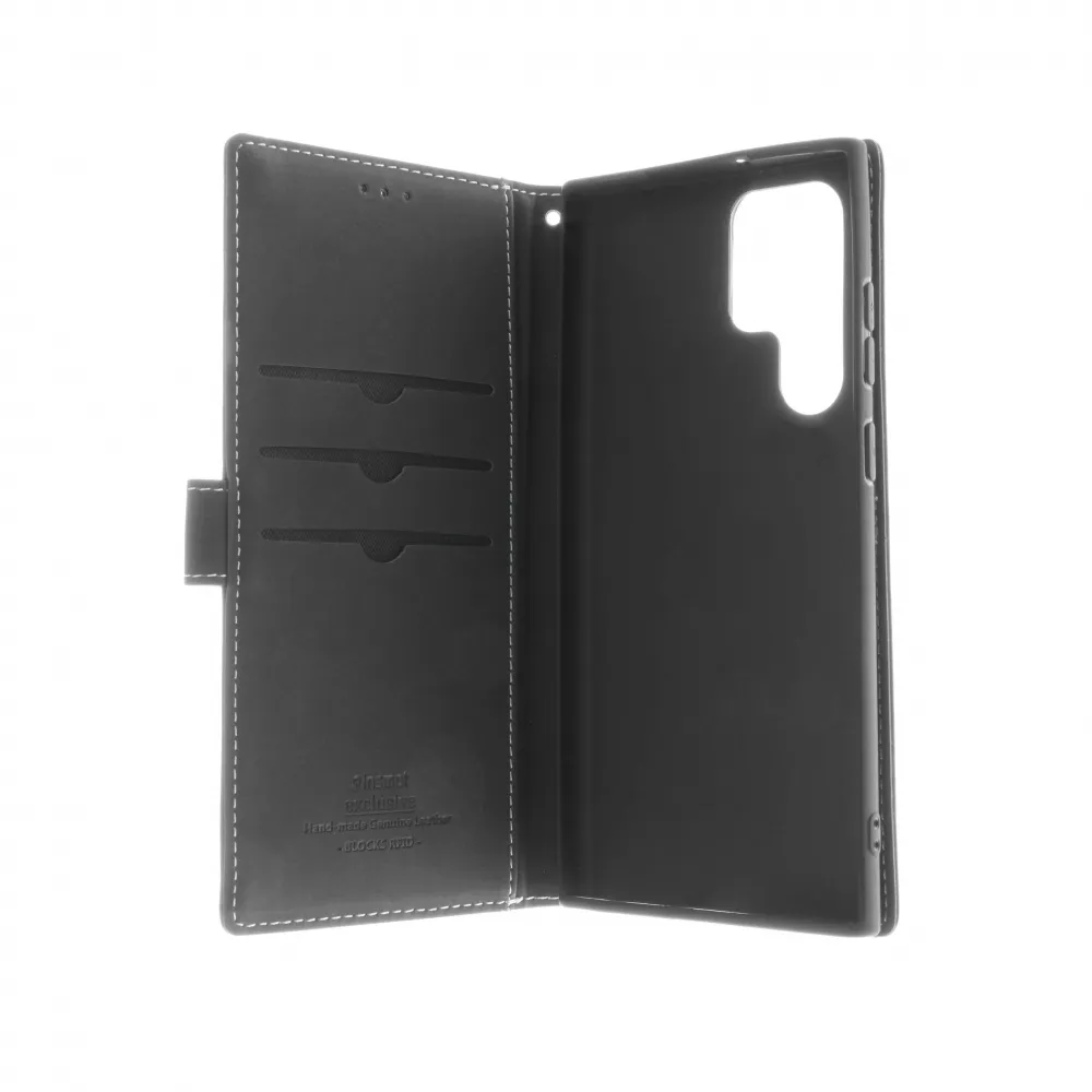 Insmat Flip Case, Galaxy S22 Ultra -lompakkokotelo, Musta