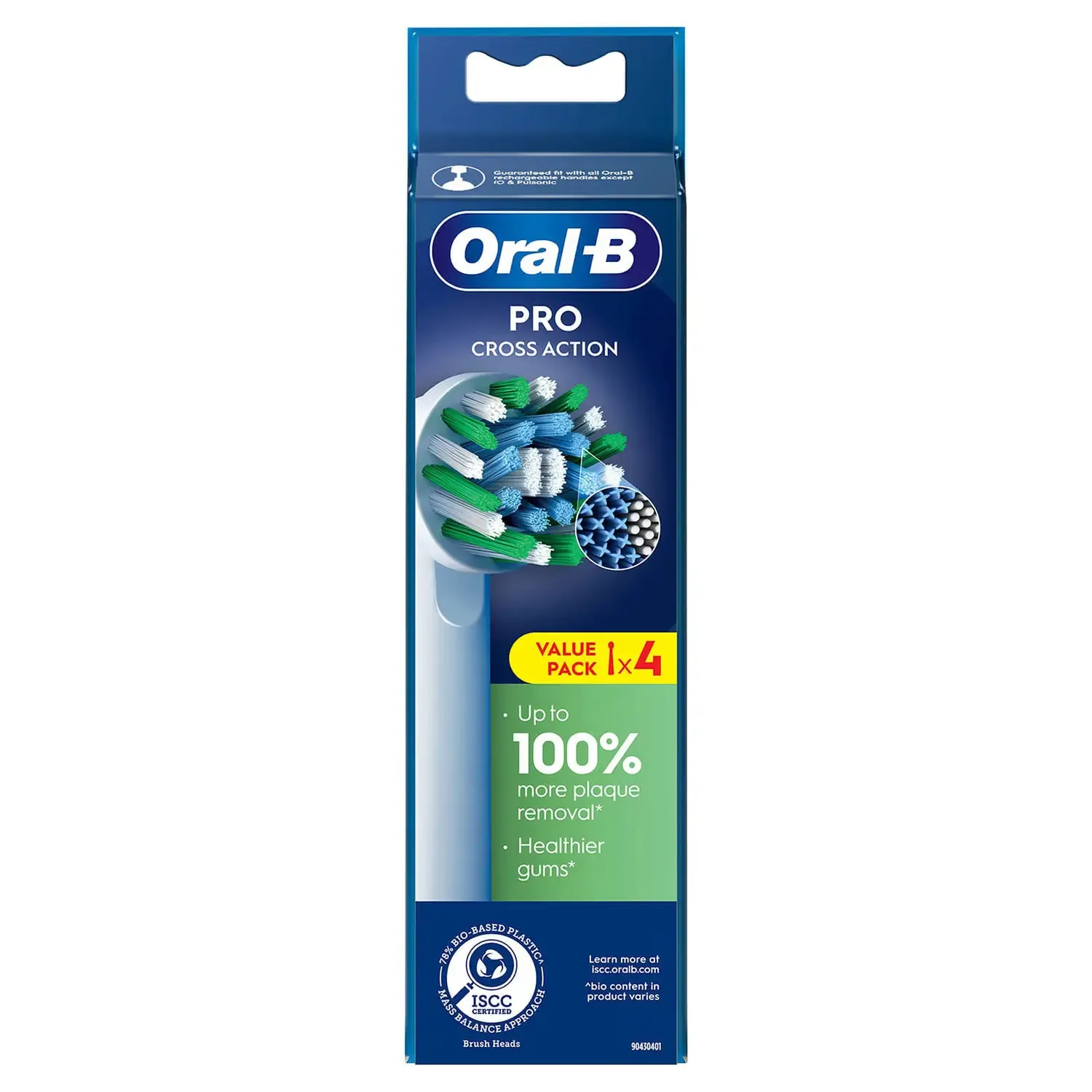 Oral-B CrossAction 4 st ers&auml;ttningsborsthuvuden, Vit