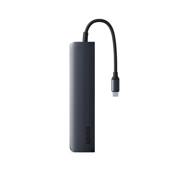 Epico 6in1 Aluminium Hub 100W USB-C PD, 2 × USB-A, HDMI, SD/Micro SD Card Slot 8K with USB-C Connector, Midnight Color