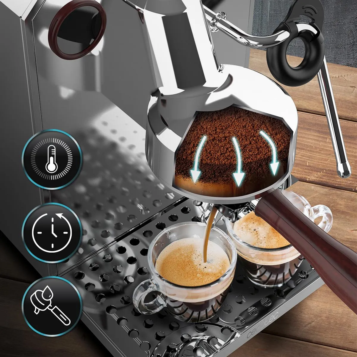 Cecotec Baristeo Intima espressomaskin, rostfritt st&aring;l