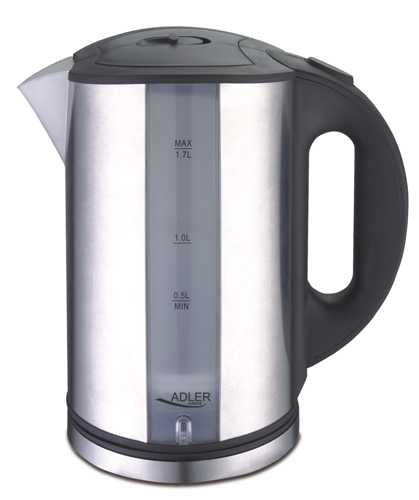 Adler AD 1216 kettle, 1.7L, 2000W, Black/Silver