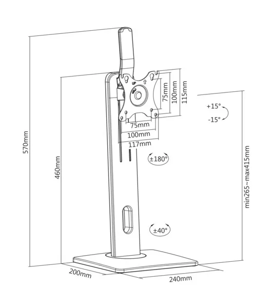 Deltaco Office - skrivbordsstativ, svart, 17"-32", 7Kg