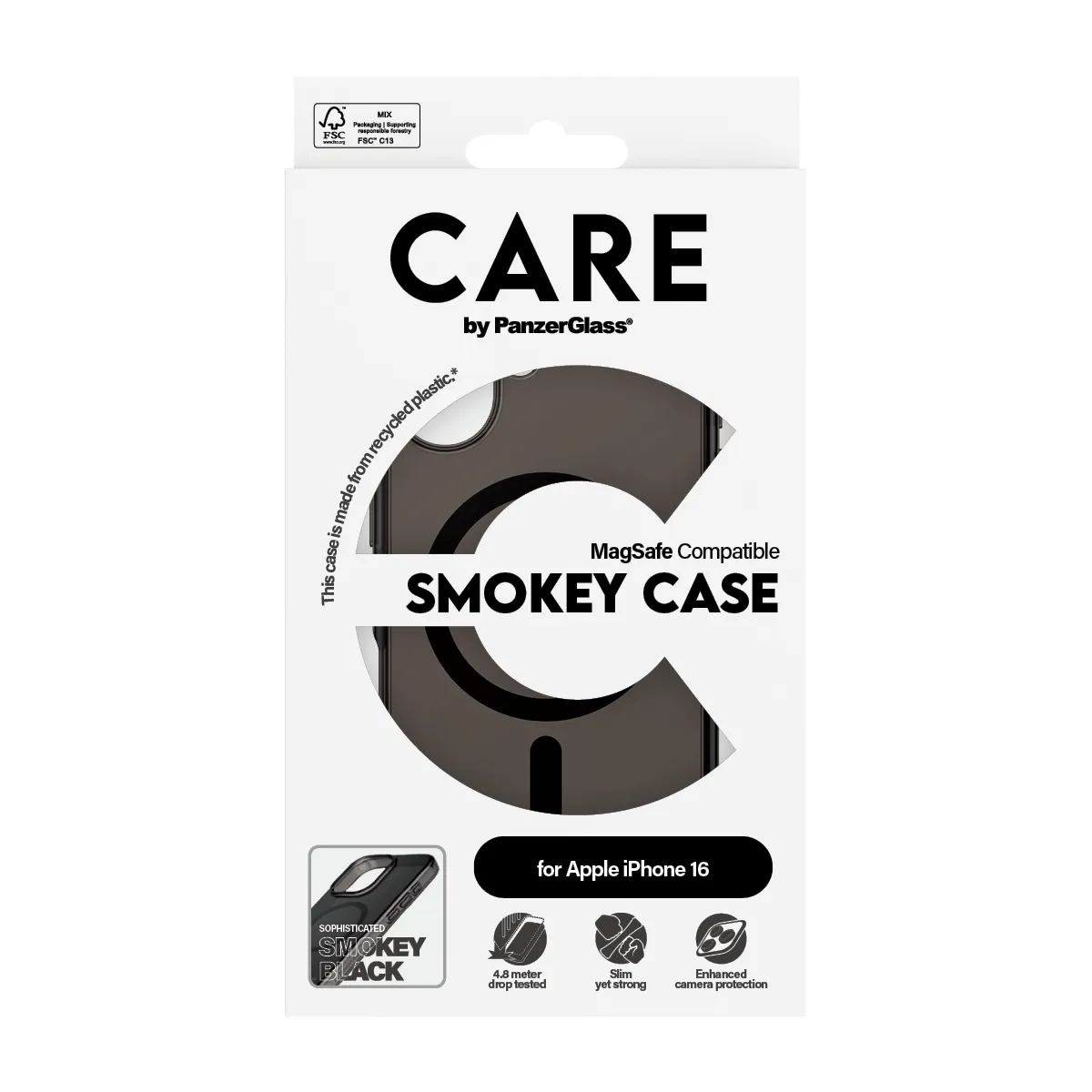 Care by PanzerGlass iPhone 16 MagSafe Flagship Case, Smokey with Black