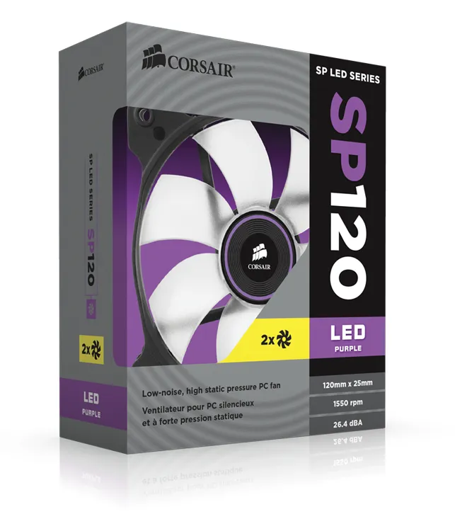 Corsair Air Series SP120 High Static Pressure 120 mm Case Fan, 2-pack - Purple LED