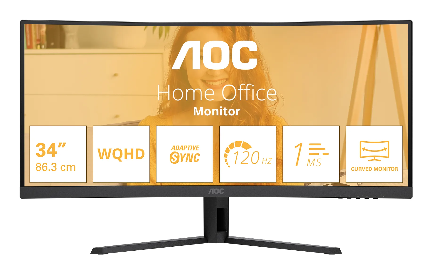 AOC CU34B3E 34" UWQHD, VA, 120Hz, HDR10 Curved Monitor