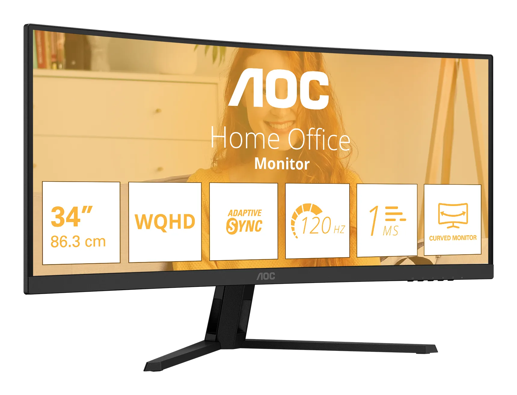 AOC CU34B3E 34" UWQHD, VA, 120Hz, HDR10 Curved Monitor