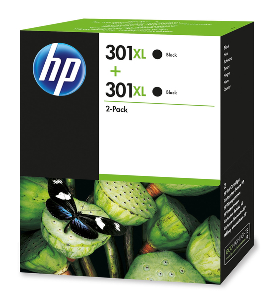 HP 301XL Black Ink Cartridge Twin Pack