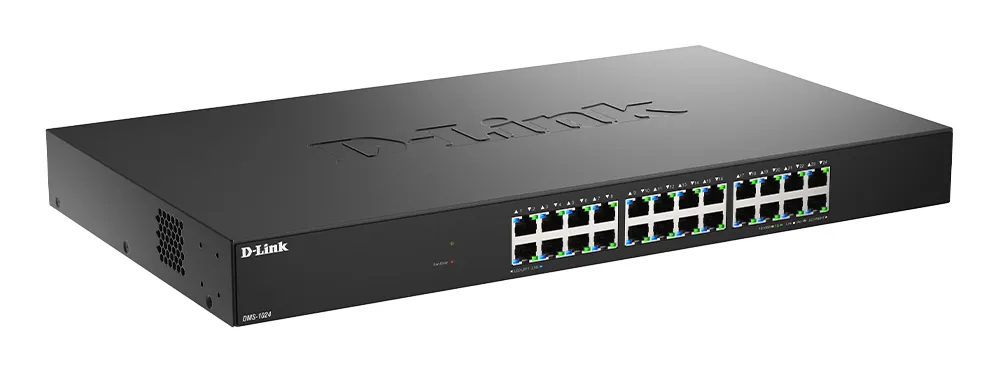 D-Link DMS-1024/E - 24-portars 2,5 gigabits Multi-Gigabit ohanterad switch, Svart