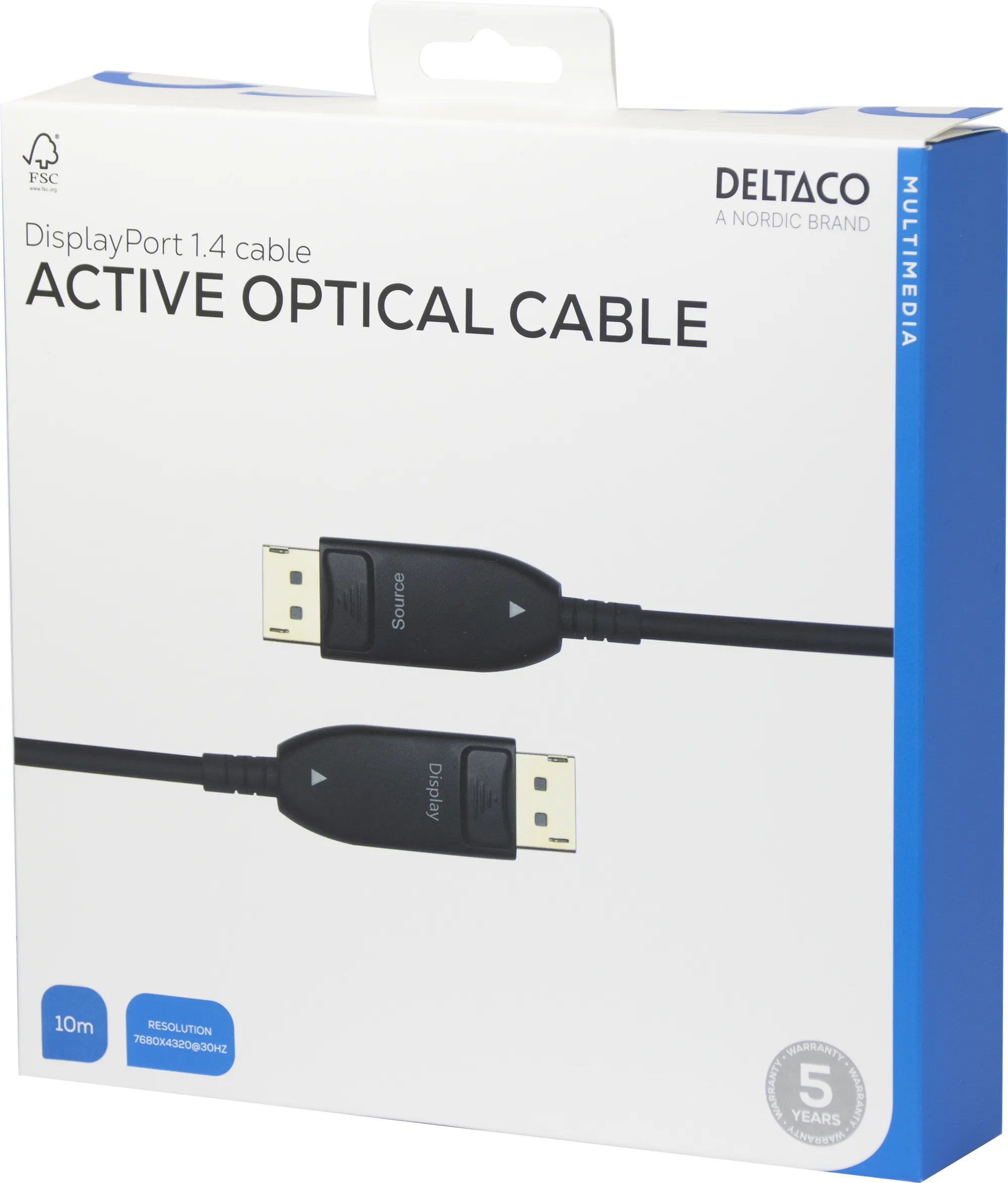 Deltaco  DisplayPort &ndash; DisplayPort 1.4 - cable, 10 m, Black