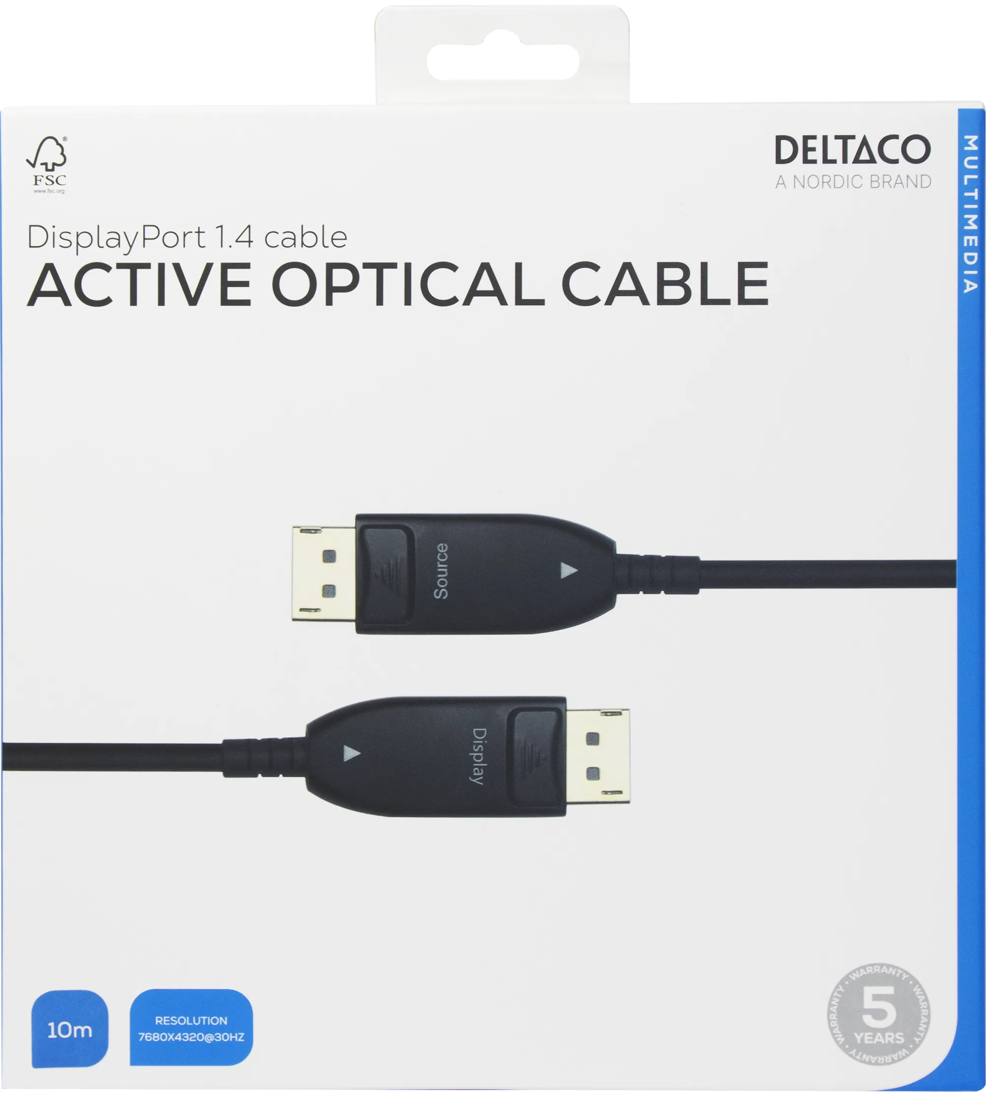 Deltaco  DisplayPort &ndash; DisplayPort 1.4 - cable, 10 m, Black