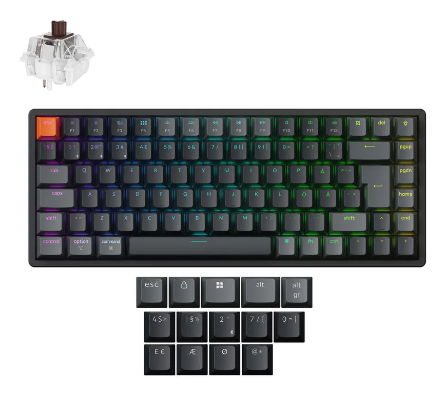 Keychron K2v3 RGB Aluminium Hot Swap QMK Super Brown -langaton &amp; langallinen n&auml;pp&auml;imist&ouml;