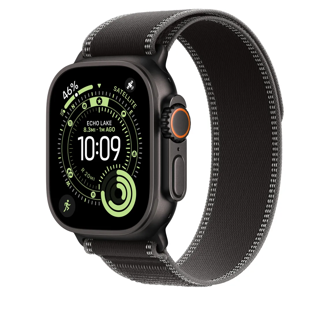 Apple Watch 49 mm terrängloop, svart/kolgrå, S/M, Black Titanium Finish