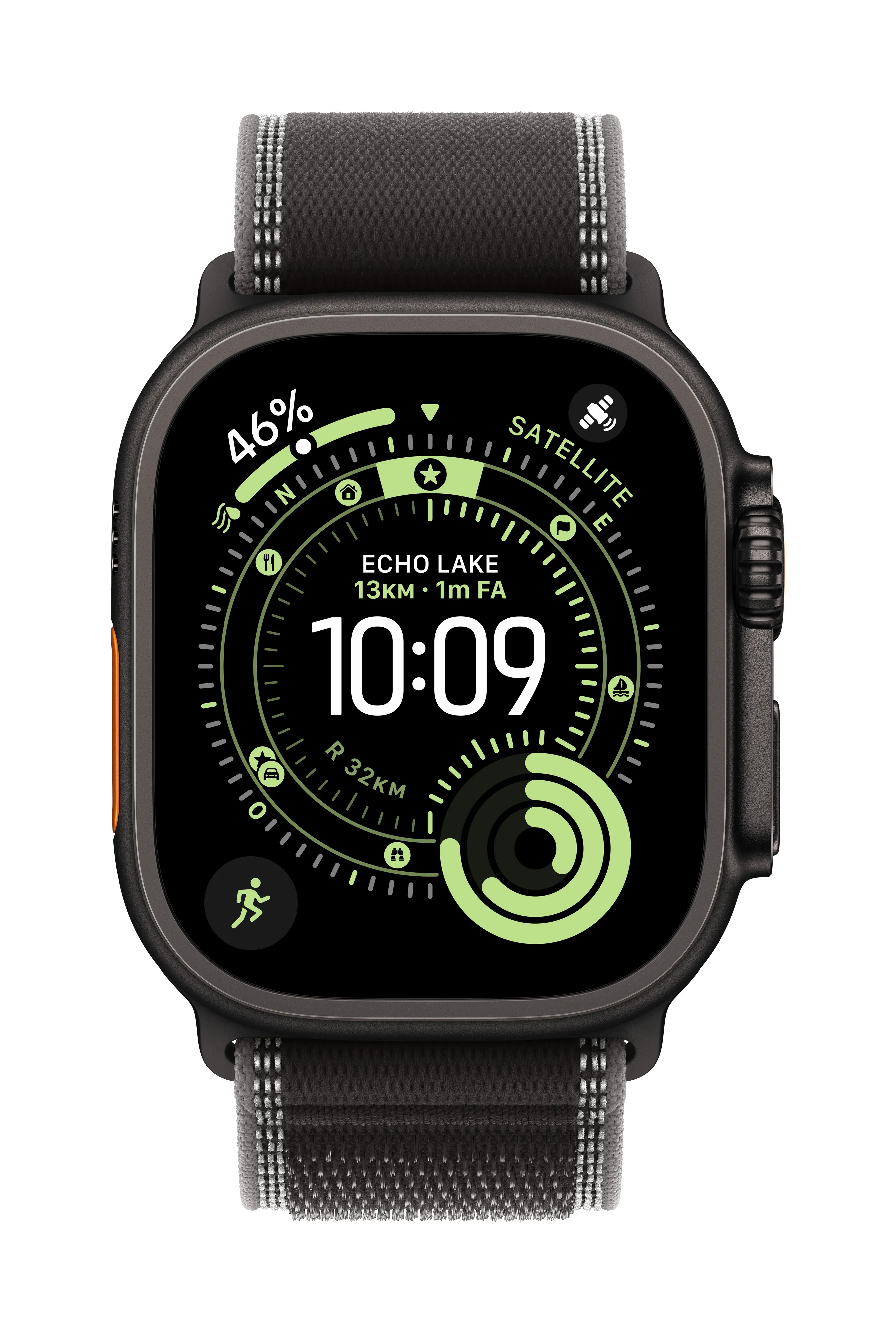Apple Watch 49 mm Trail Loop, Black/Charcoal, M/L, Black Titanium Finish