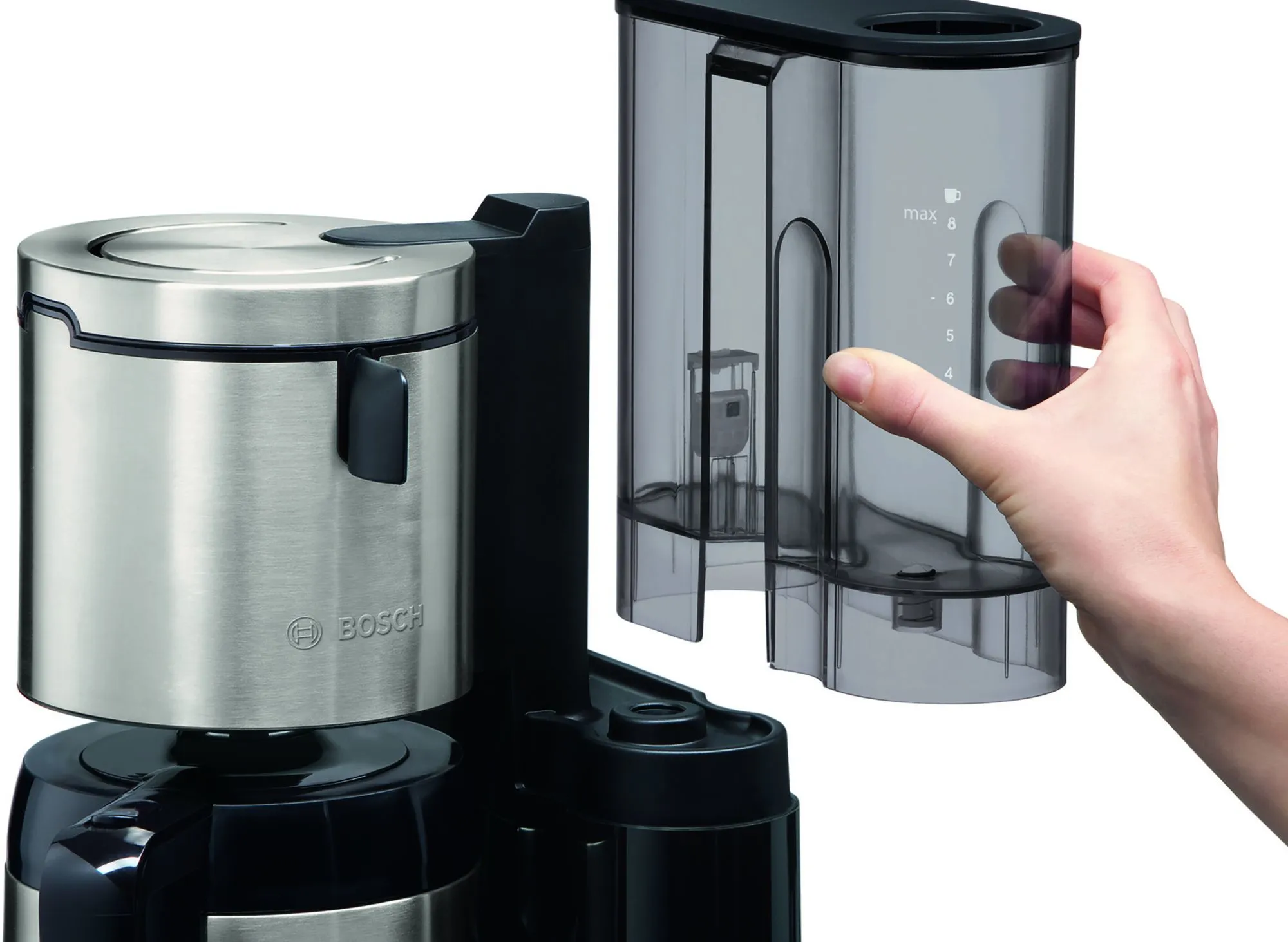 Bosch TKA8A683 8 kupin -kahvinkeitin, musta, ruostumaton ter&auml;s