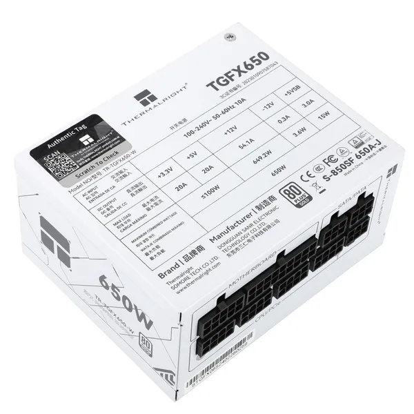 Thermalright TR-TGFX 650W -virtalähde, 80 Plus Gold, Valkoinen
