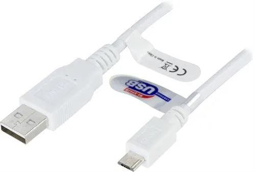 Deltaco USB-A - Micro-USB B - cable, 3 m, White