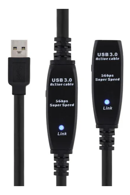 Deltaco Active USB-A 3.0 -jatkokaapeli, 10 m, Musta