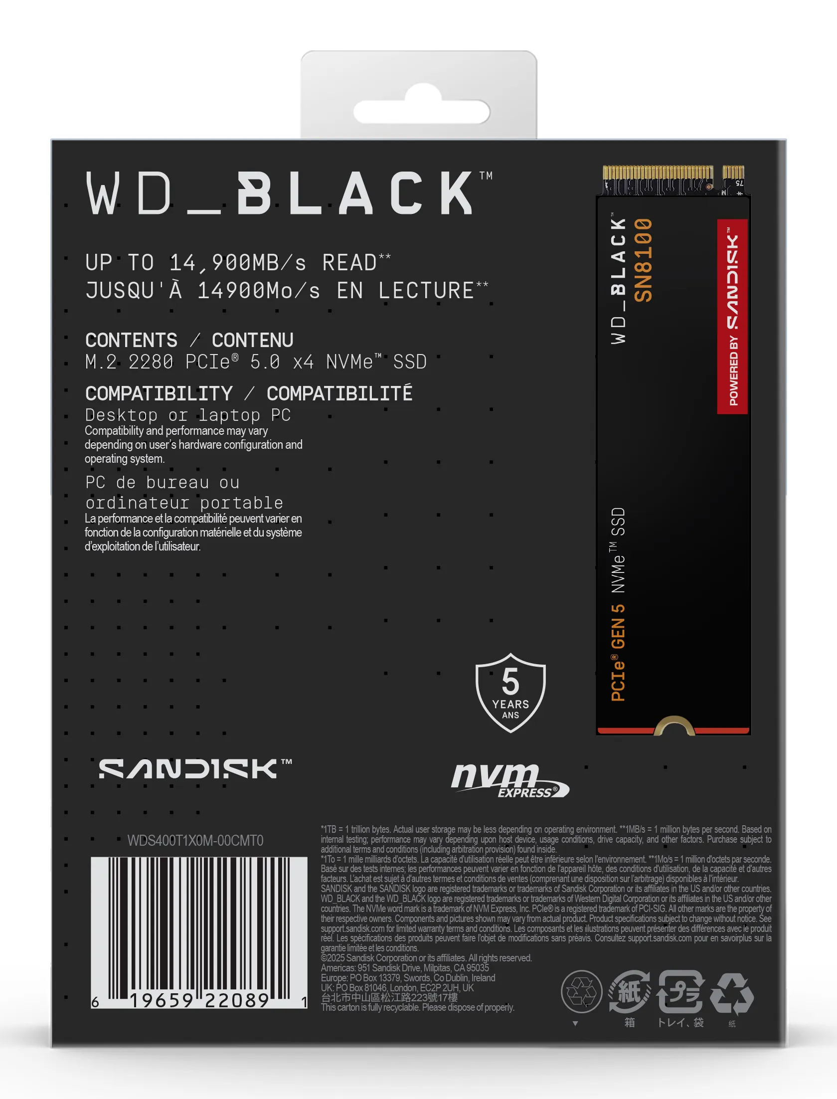 WD_BLACK SN8100 4TB M.2 PCIe 5.0 NVMe SSD