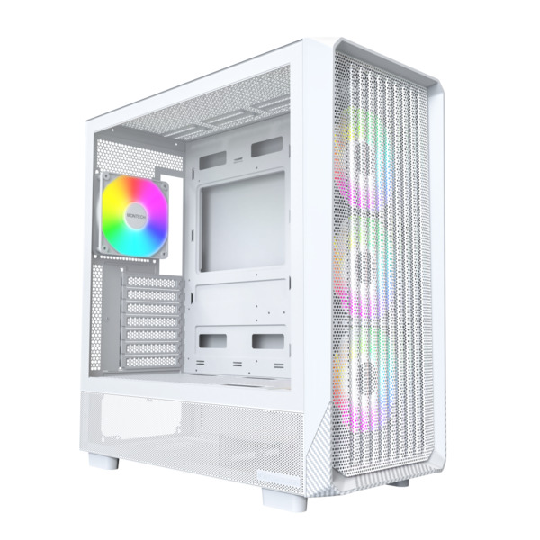 MONTECH X5 Midi-Tower Case with window and RGB lighting, White