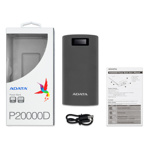 ADATA P20000D Power Bank 20000mAh Dark Gray