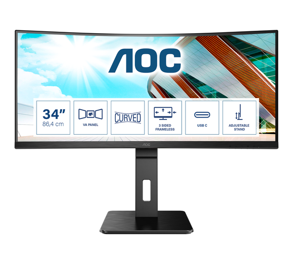 AOC 34&quot; CU34P2C, UWQHD, VA -kaareva n&auml;ytt&ouml;