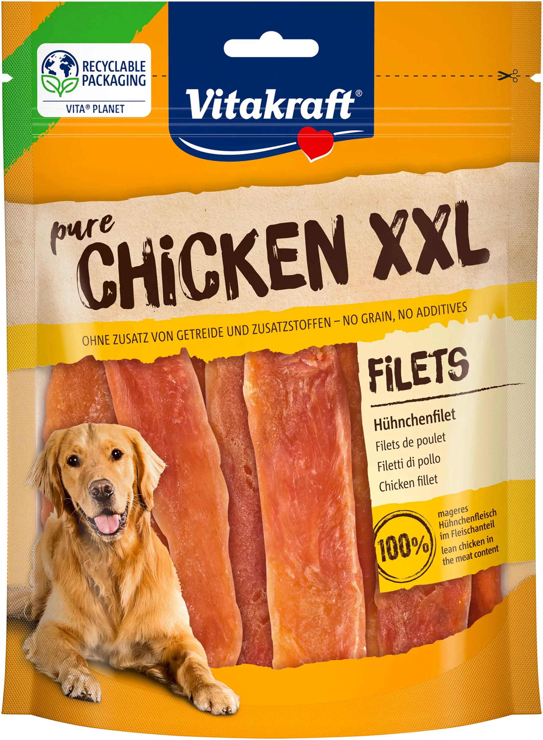 Vitakraft Pure Chicken Fillets XXL, Adult, Gluten Free, Sugar Free, 250g