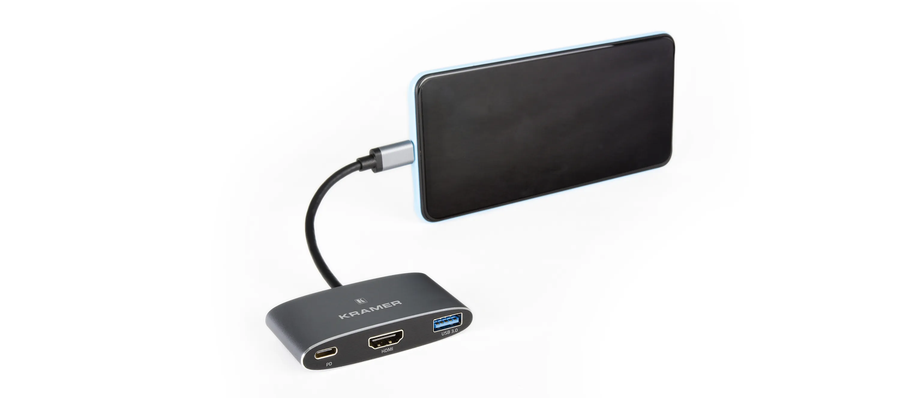 Kramer KDock-1 USB-C Hub Multiport Adapter - 4K@30 Hz HDMI output, USB 3.0, USB-C charging passthru
