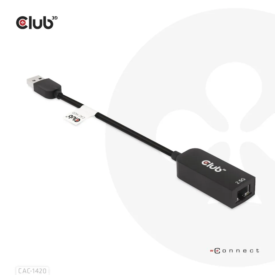 CLUB 3D USB TYPE A 3.1 GEN 1 TO RJ45 2.5GB ETHERNET ADAPTER