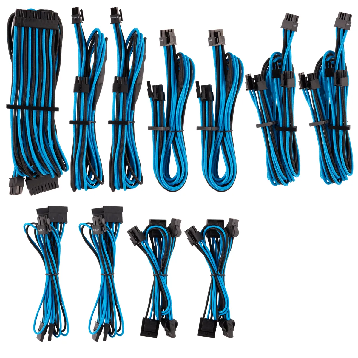 Cors. DC Cable Pro Kit Gen 4 Indiv. Sleeved, Type 4, BL/BK