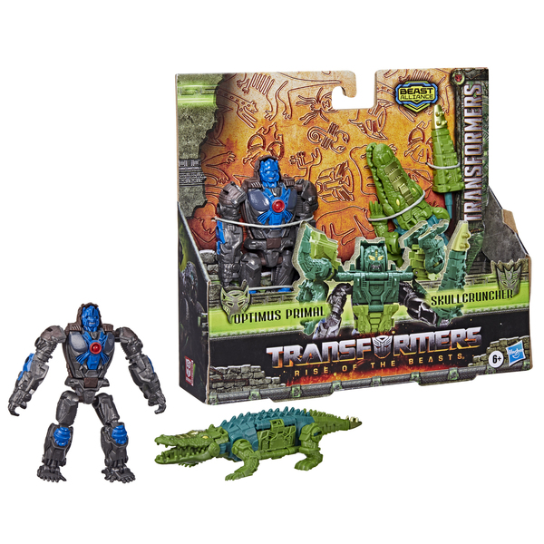Hasbro Transformers: Rise of the Beasts Beast Combiner Optimus Primal and Skullcruncher Toy Figure (2-Pack, 12.5 and 7.5 cm tall)