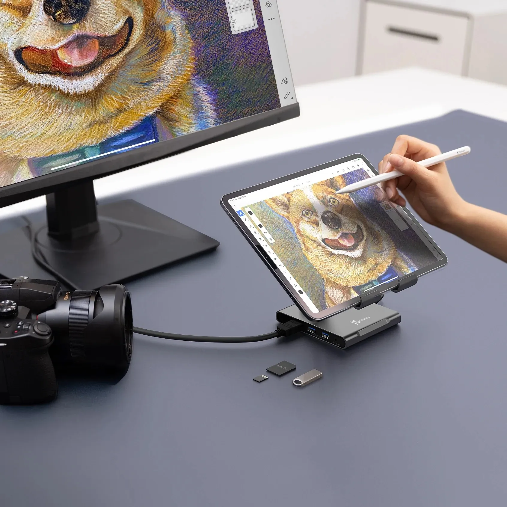 J5 Create MULTI-ANGLE STAND WITH DOCKING - STATION FOR IPAD PRO SPACE GREY