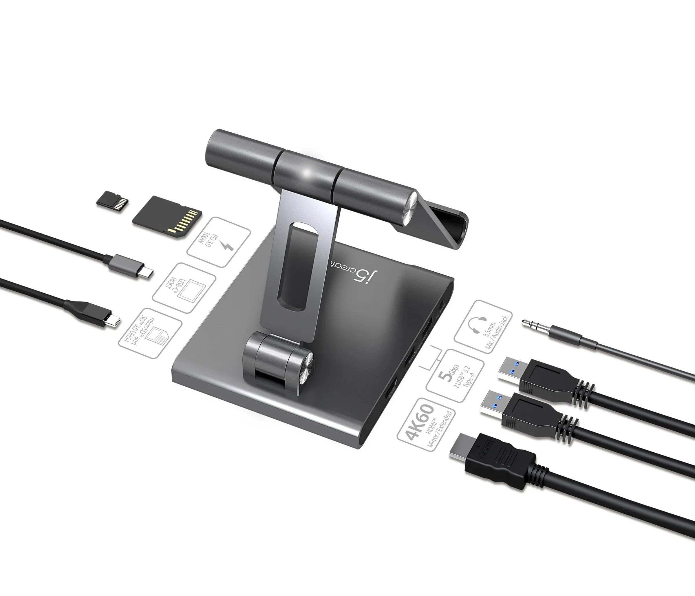 J5 Create MULTI-ANGLE STAND WITH DOCKING - STATION FOR IPAD PRO SPACE GREY