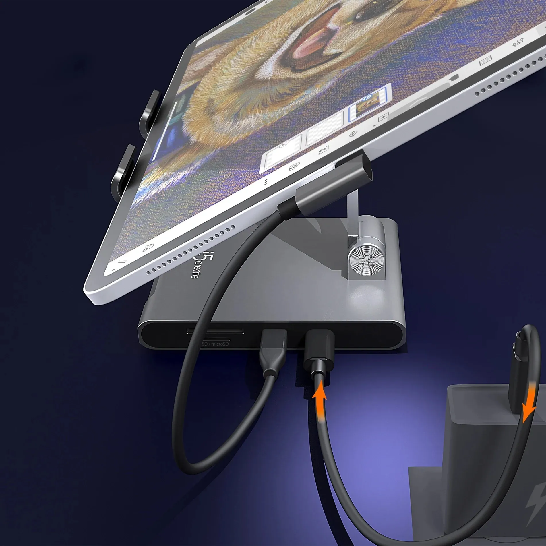 J5 Create MULTI-ANGLE STAND WITH DOCKING - STATION FOR IPAD PRO SPACE GREY