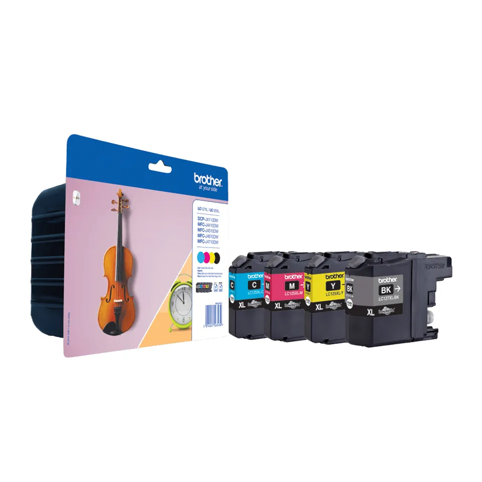 Brother LC127XLVALBP XL ink cartridge kit, Black, Cyan, Magenta, Yellow, 4 pcs