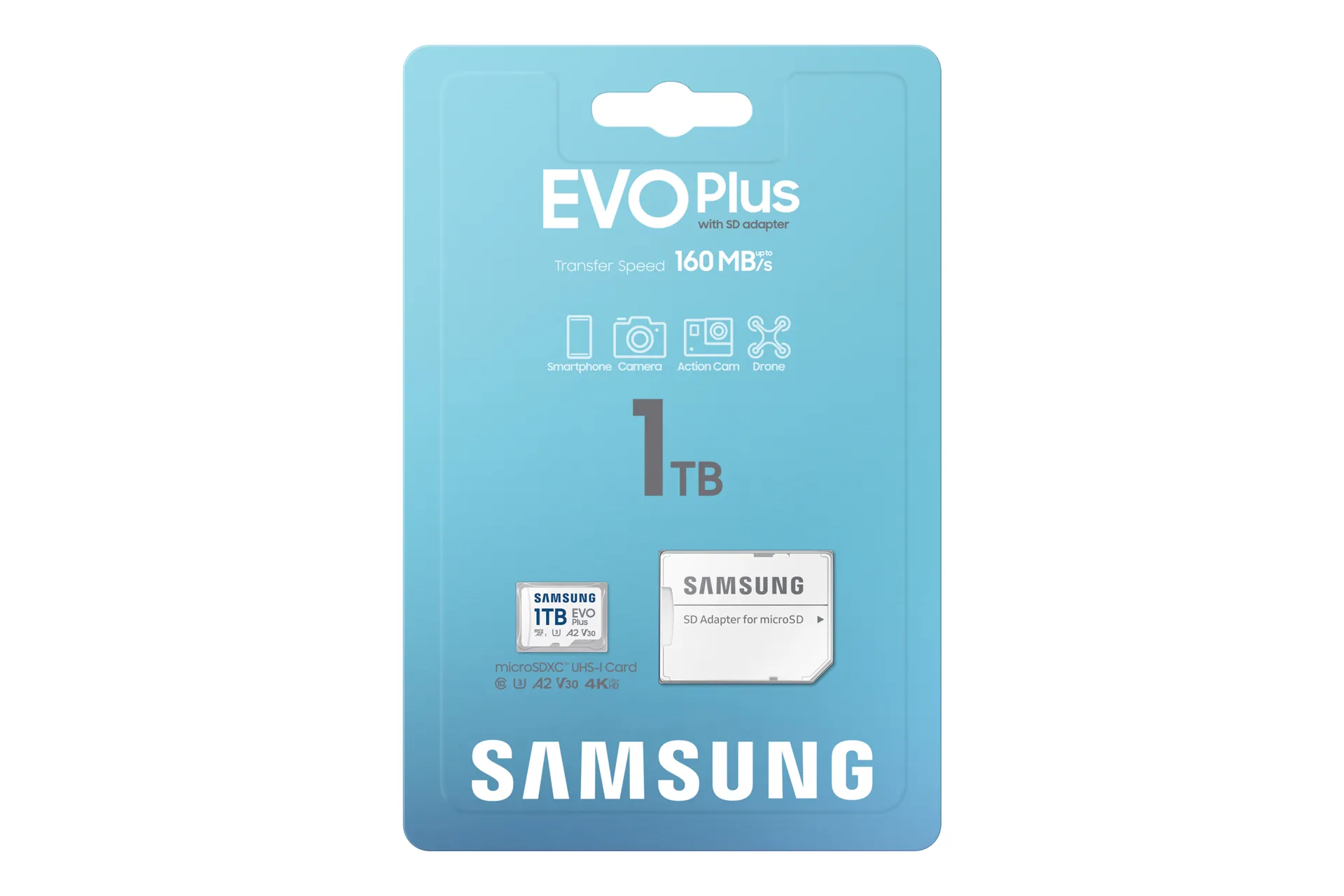 Samsung EVO Plus 1 TB MicroSDXC UHS-I U3 V30 A2 kort + SD-adapter