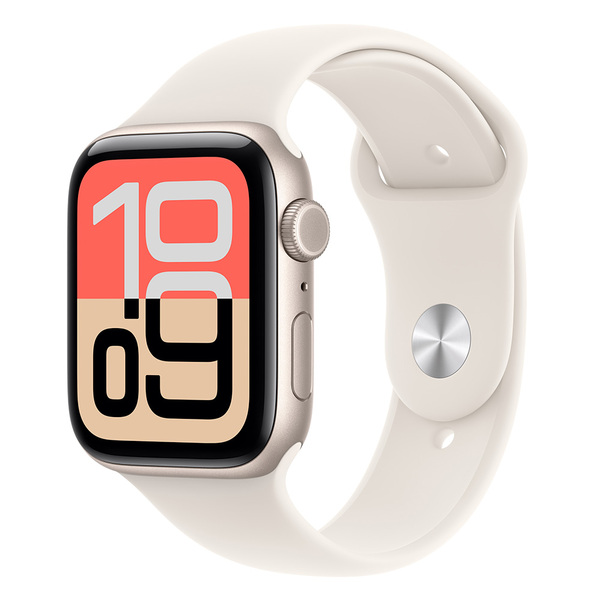 Apple Watch SE 3 (GPS + Cellular) 44 mm tähtivalkea alumiinikuori ja urheiluranneke, S/M