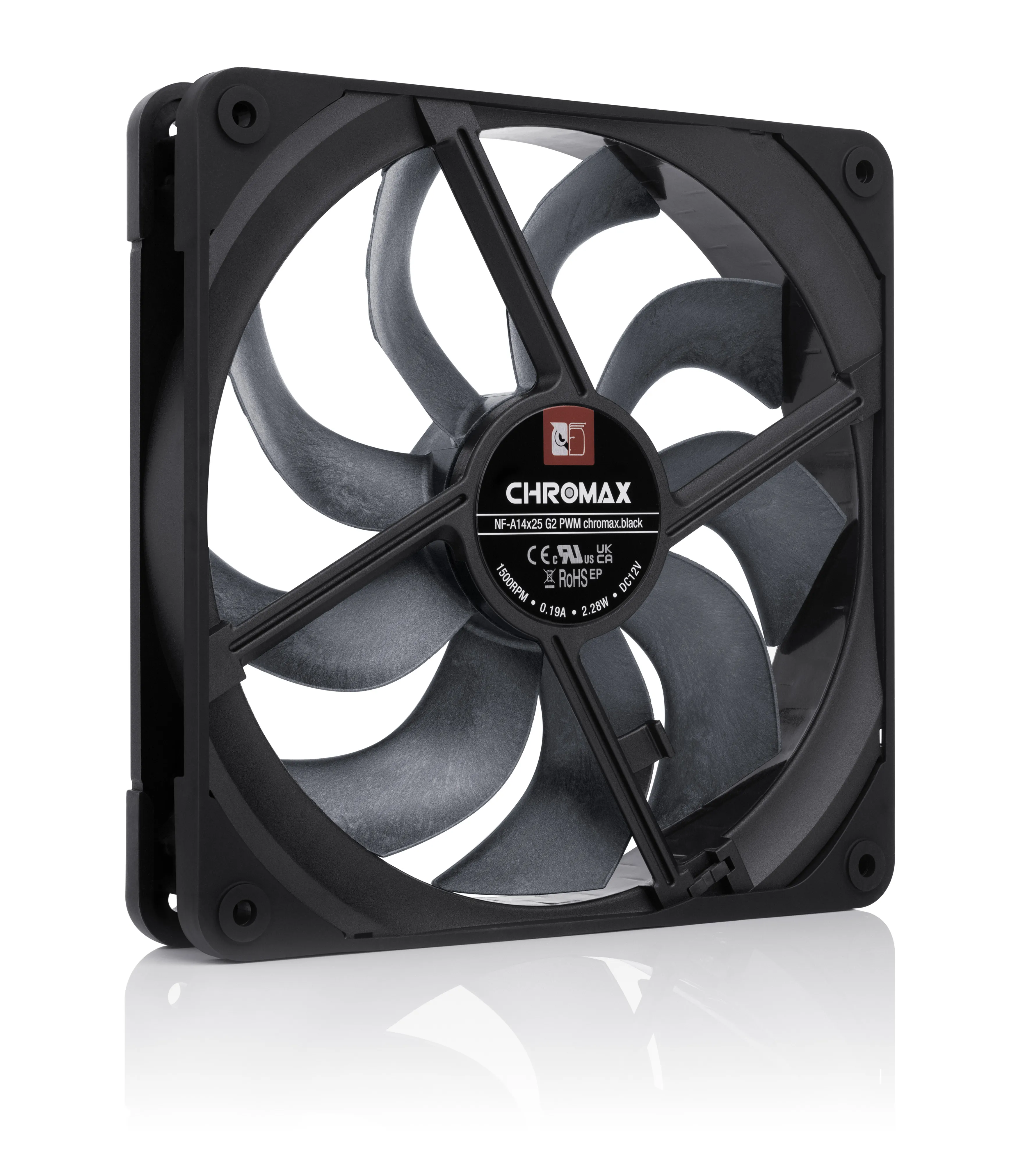 Noctua NF-A14x25 G2 PWM chromax.black Case Fan, 140 mm, Black