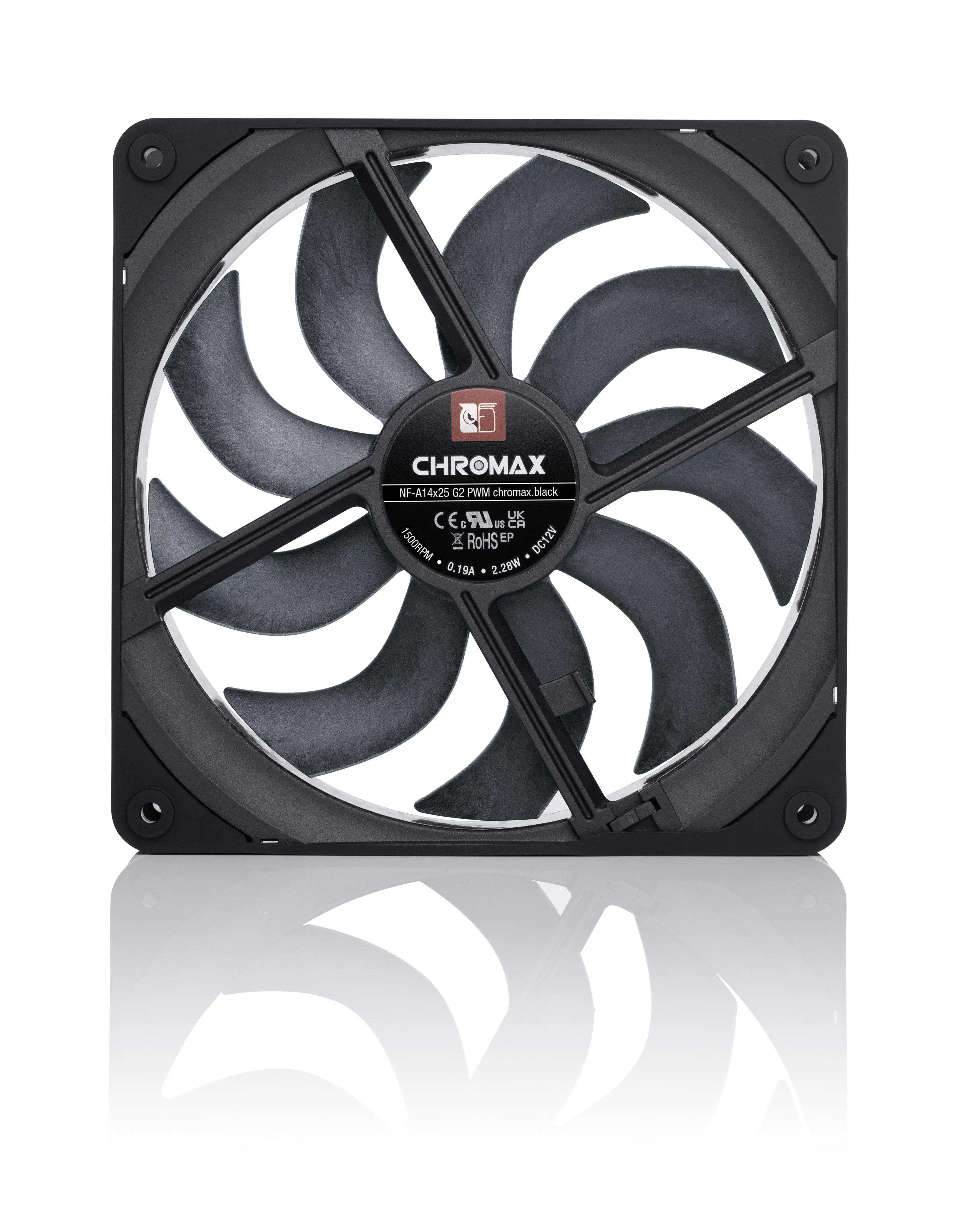 Noctua NF-A14x25 G2 PWM chromax.black Case Fan, 140 mm, Black