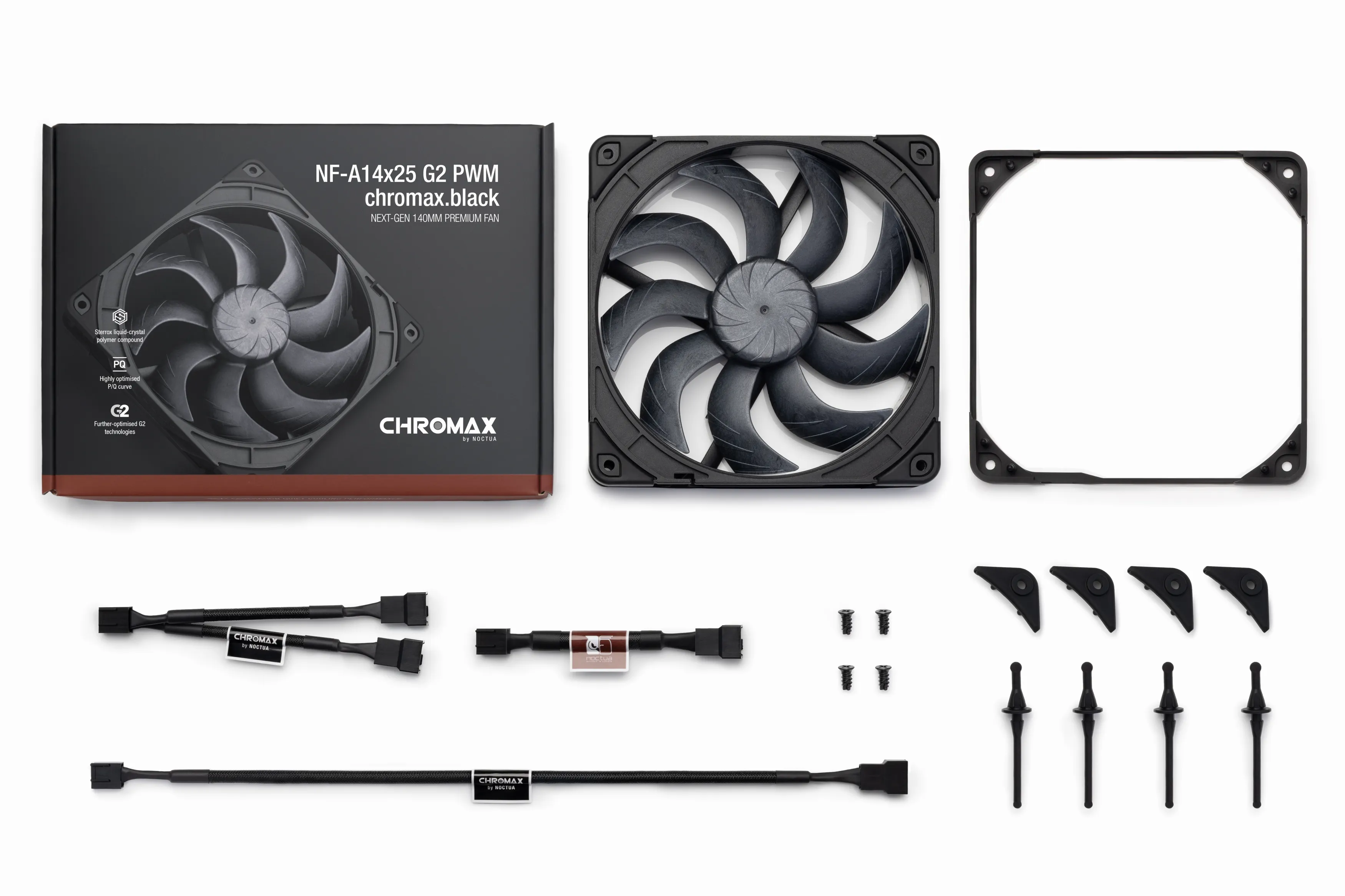 Noctua NF-A14x25 G2 PWM chromax.black Case Fan, 140 mm, Black