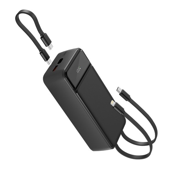 Spello ForcePack 30000mAh Power Bank SP31 | with 3 Integrated Cables | Black | 4 Outputs | Low-current Charging Mode