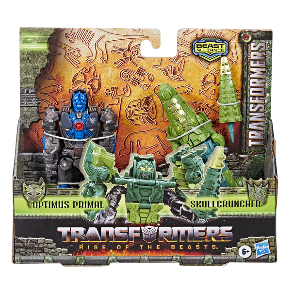 Hasbro Transformers: Rise of the Beasts Beast Combiner Optimus Primal and Skullcruncher Toy Figure (2-Pack, 12.5 and 7.5 cm tall)